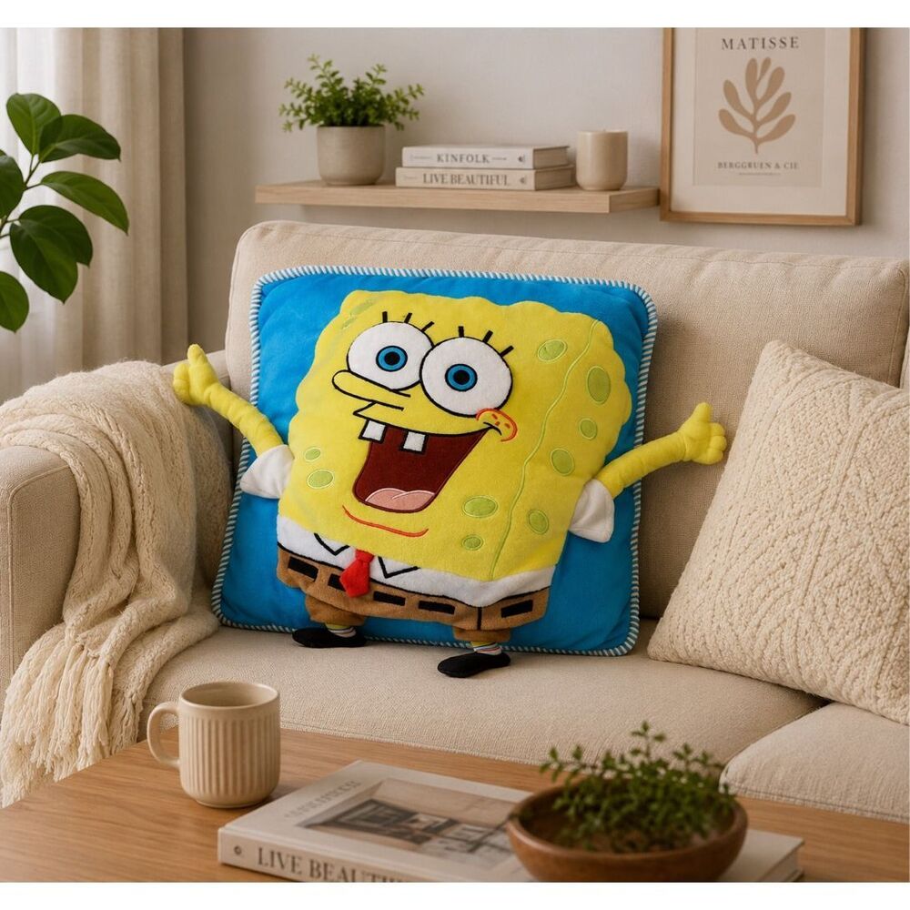 SpongeBob SquarePants Vintage 3D Pillow Plush 2001 Viacom Amrs & Legs 14x16"